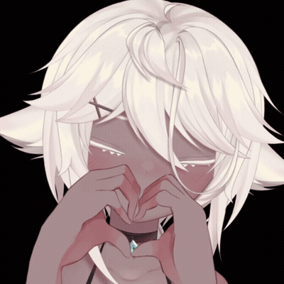 Girl With White Hair Making Heart With Hands GIF