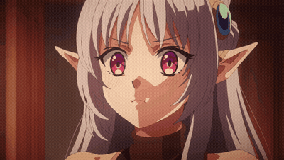 Girl With White Hair Pink Eyes And Crown On Ear GIF