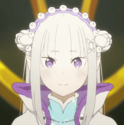 Girl With White Hair, Purple Eyes, and White Clock Headband