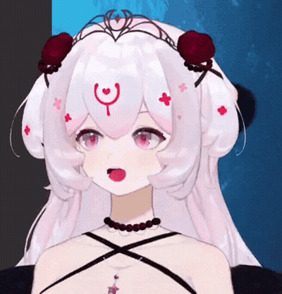 Girl With White Hair Red Flowers And Crown GIF