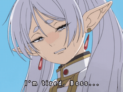Girl With White Hair Saying Im Tired Boss GIF