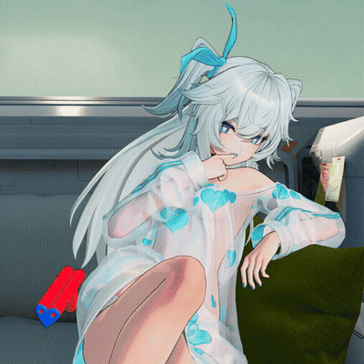 Girl With White Hair Sitting on Bed
