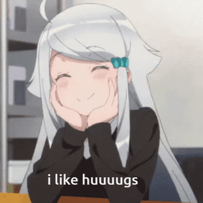 Girl With White Hair Smiling Says I Like Huuugg GIF