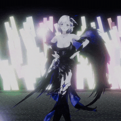 Girl With Wings Before Glowing Wall GIF