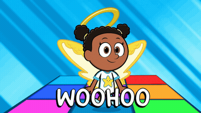 Girl With Wings Saying Woohoo GIF