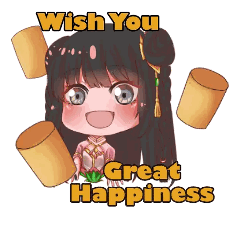 Girl With Wish You Great Happiness Sticker
