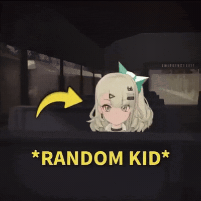 Girl With Yellow Arrow Pointing To Random Kid GIF