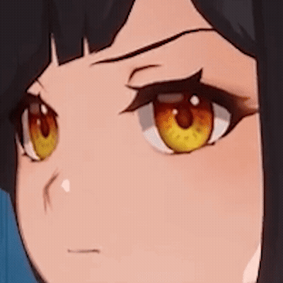 Girl With Yellow Eyes And Serious Expression GIF