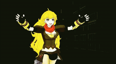 Girl With Yellow Hair Holding Sword Next To Another Girl GIF