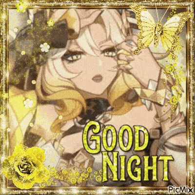 Girl With Yellow Roses And Butterflies Saying Good Night GIF