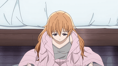Girl Wrapped In Pink Blanket Sitting On Floor GIF