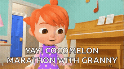 Girl Yay Cocomelon Marathon With Granny At Piano GIF