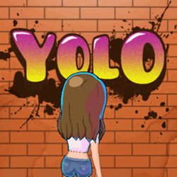 Girl Yolo Wall Graffiti GIF