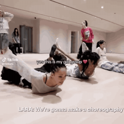 Girls Doing Stretching Exercises GIF