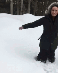 Girls Falls In Snow GIF
