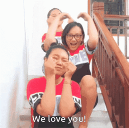Girls Heart Sign We Love You GIF