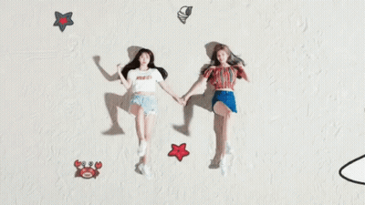 Girls Holding Hands With Crab And Starfish GIF