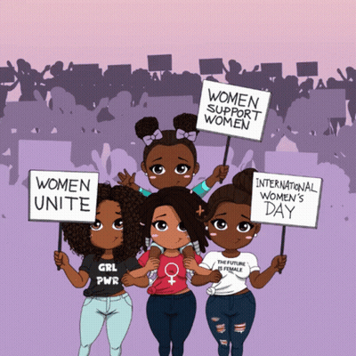 Girls Holding Signs Saying Women Support Women International Women's Day GIF