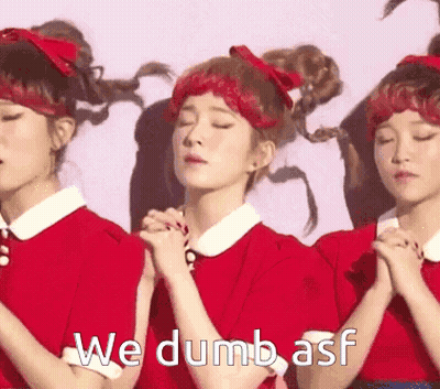 Girls In Red Dresses Praying We Dumb Asf GIF