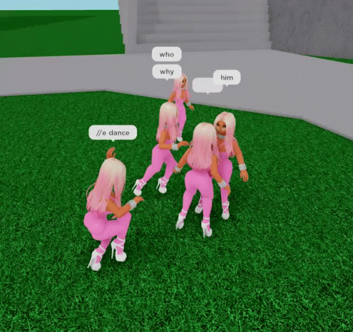 Girls On Lush Green Field Saying Who Why And Him GIF