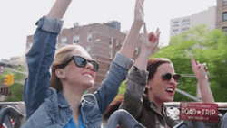 Girls Raising Hnads Road Trip GIF