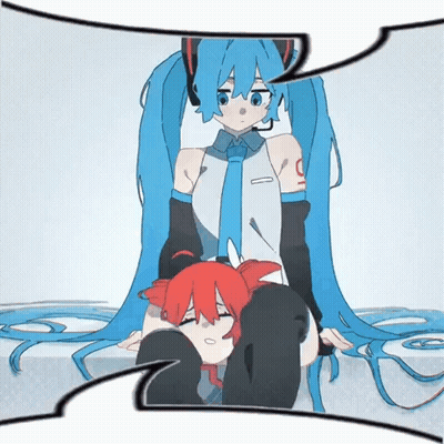 Girls With Blue And Red Hair Letter O GIF