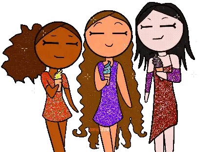 Girls With Cupcake And Friends Sticker