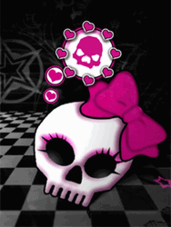 Girly Skull With Pink Ribbbon