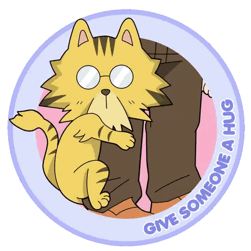 Give Someone A Hug Sticker With Cat Sticker
