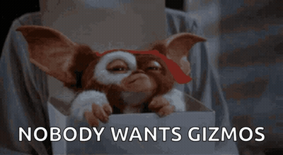 Gizmo In A Box Saying Nobody Wants Gizmo GIF