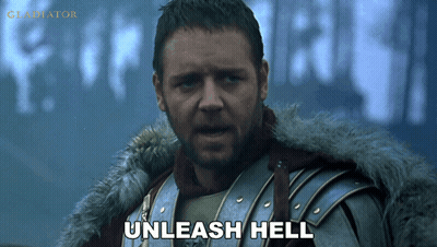 Gladiator Man In Armor Unleash Hell GIF