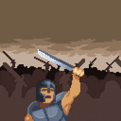 Gladiator Raising Sword Pixel Art Animation GIF