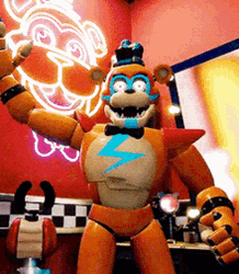 Glamrock Freddy Waving Hands GIF