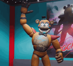 Glamrock Freddy Waving Hello GIF