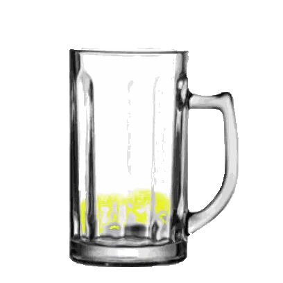 Glass Mug With Yellow Liquid Sticker