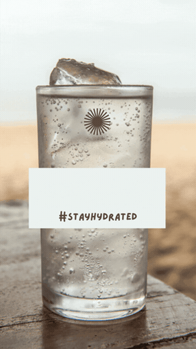 Glass Of Water With Ice And Stay Hydrated Card GIF