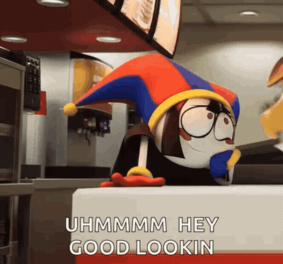 Glasses And Jester Hat Cartoon Saying Uhmmmm Hey Good Lookin GIF