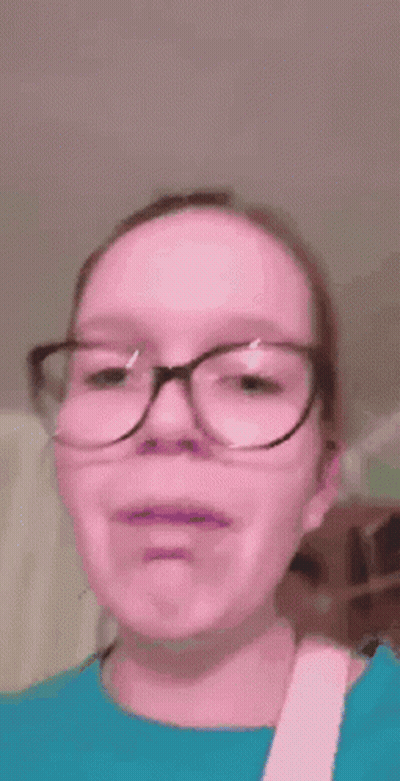 Glasses Girl Blue Shirt Face GIF