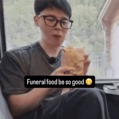 Glasses Man Eating Sandwich Funeral Food So Good GIF