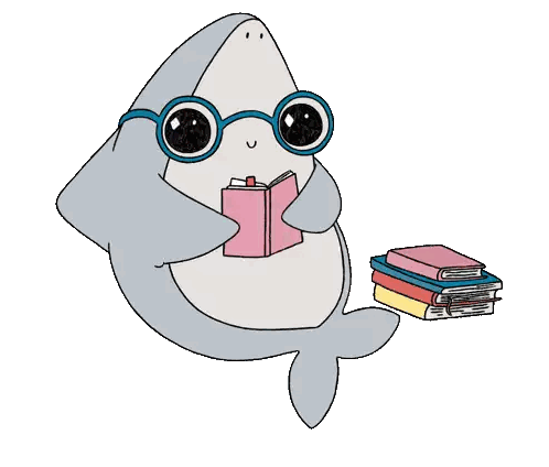 Glasses Shark Reading Book Sticker