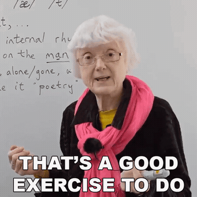 Glasses-Wearing Woman Pink Scarf Says That's Good Exercise GIF