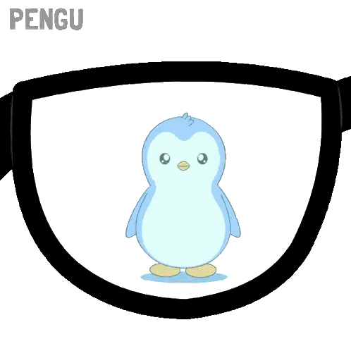 Glasses With Penguin Lens And Pengu Text Sticker