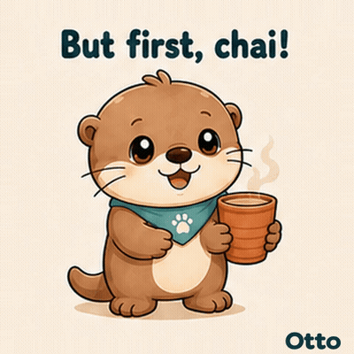 Gleespace Otto The Otter But First Chai GIF