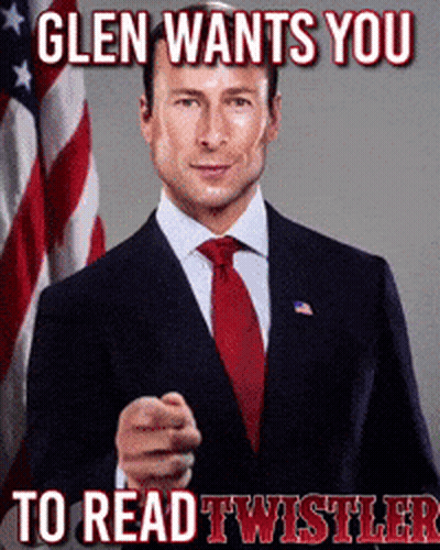 Glen Wants You To Read Twistler With Man Pointing GIF