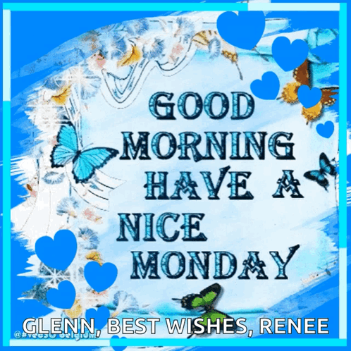 Glenn Best Wishes Renee Is Written On A Blue Background GIF