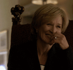 Glenn Close Snickering GIF