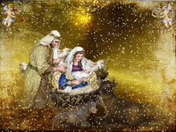Glimmering Nativity Of Jesus Christ Illustration
