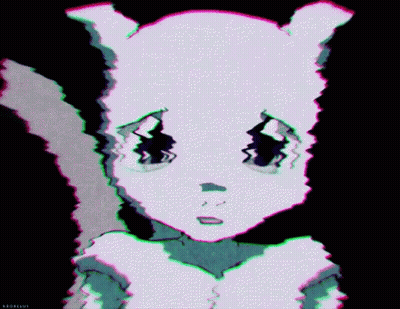 Glitch Effect Sad Cartoon Character GIF