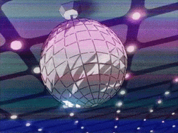 Glitching Spinning Disco Ball GIF