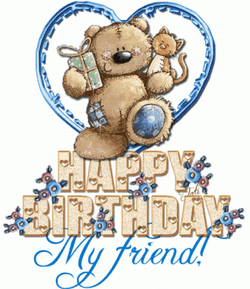 Glitter Blue Bear Happy Birthday GIF